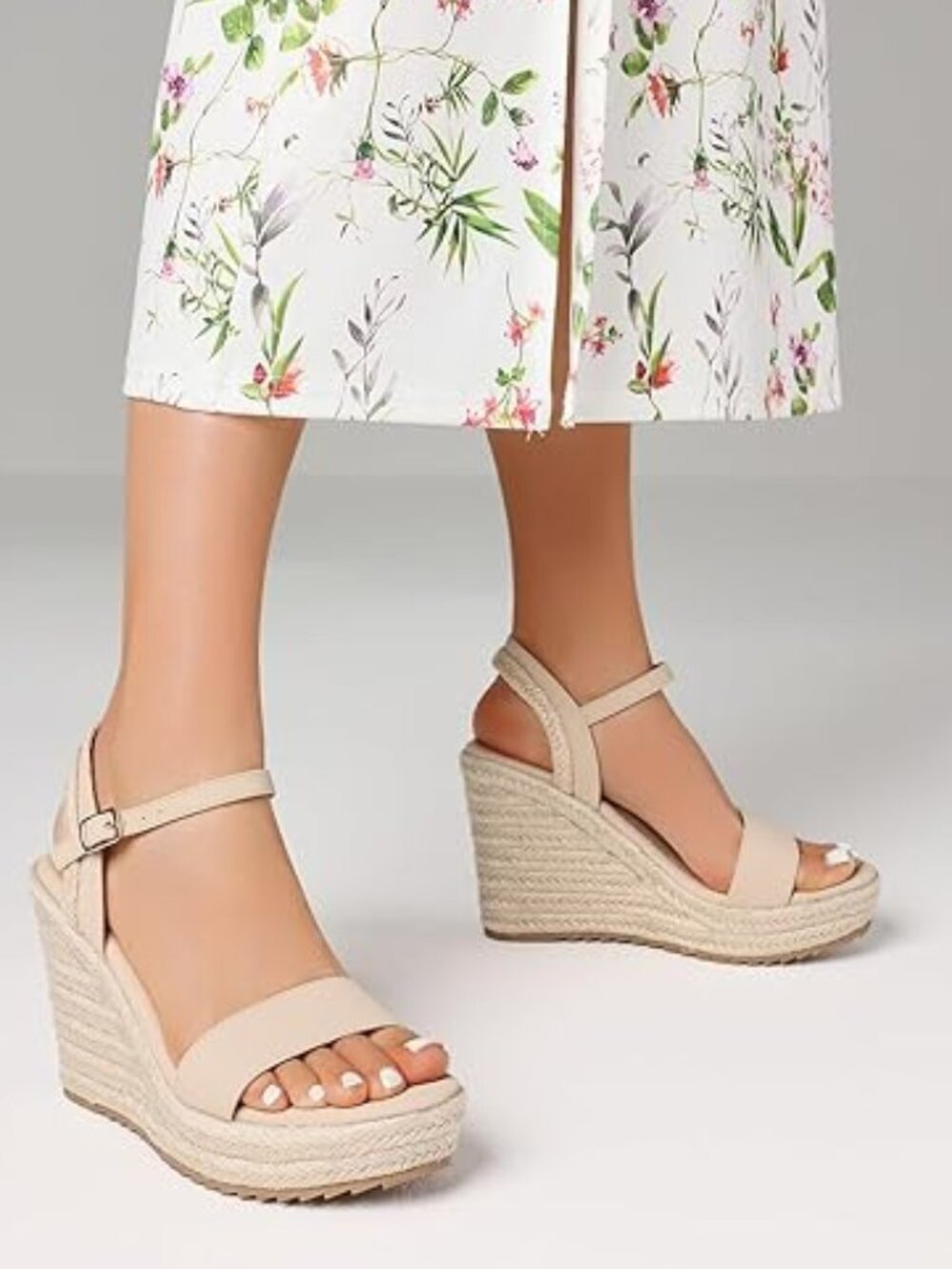 Women's Espadrille Wedge Sandals: Ankle Strap Platform Open Toe Wedges - Stylish